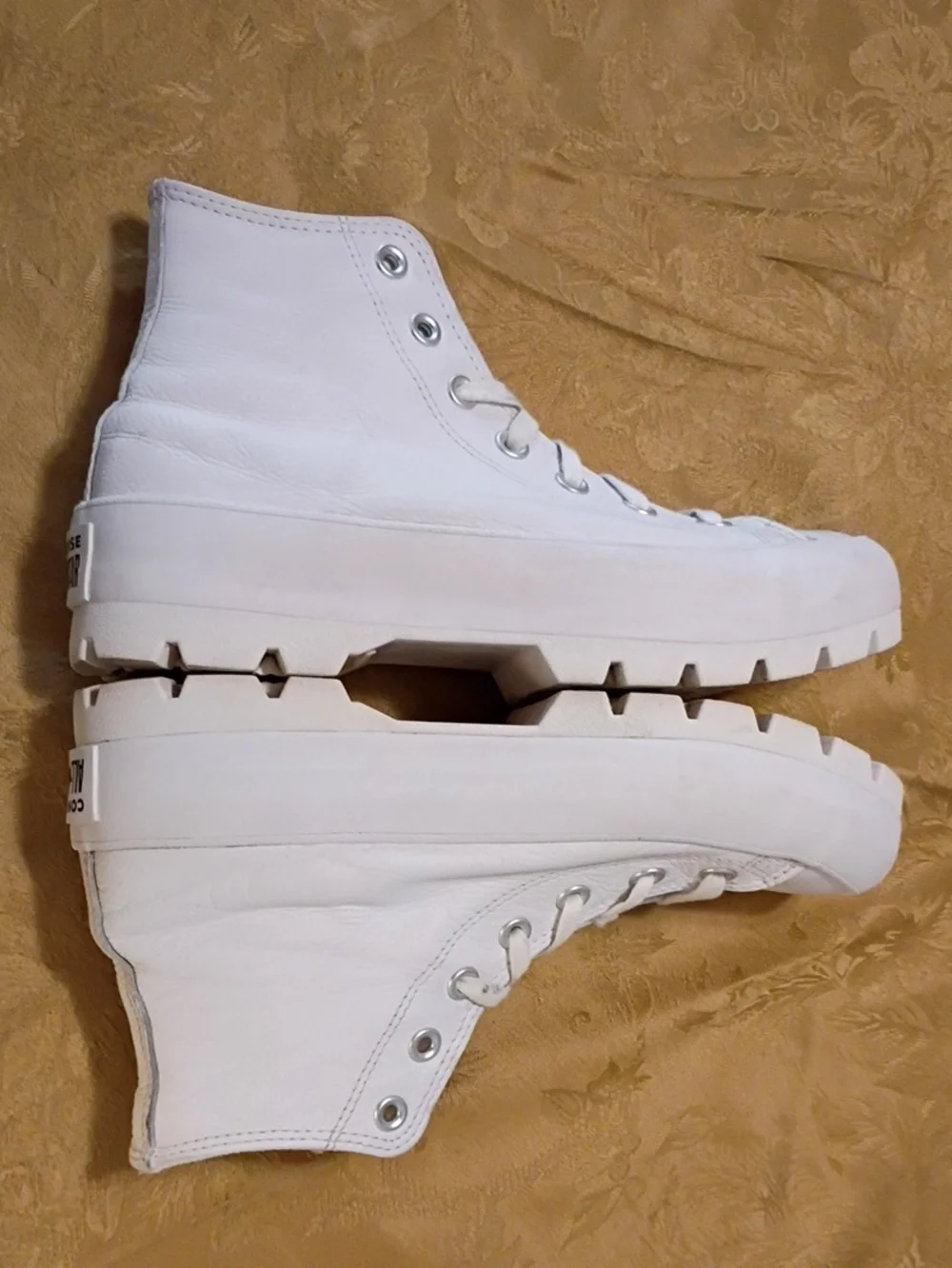 CONVERSE Leather White Chunky Platform All Star High-Tops Women's 8.0 Men's 6.0